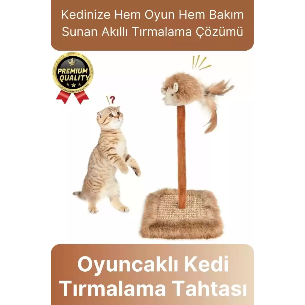 Özel Üretim Dayanıklı Eğlenceli 14x14 cm En 26 cm Yükseklik Sesli Oyuncaklı Kedi Tırmalama Tahtası
