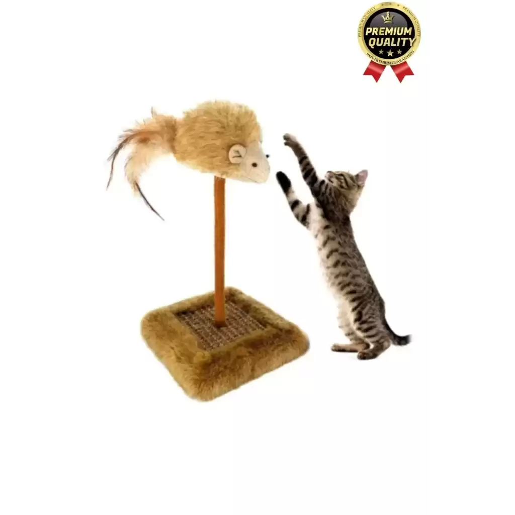 Özel Üretim Dayanıklı Eğlenceli 14x14 cm En 26 cm Yükseklik Sesli Oyuncaklı Kedi Tırmalama Tahtası