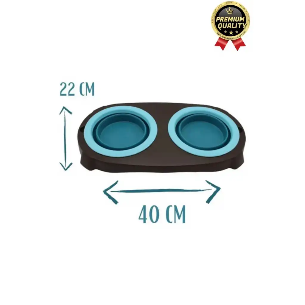 Yeni Seri Ayarlanabilir Ergonomik Portatif Katlanabilir İkili Kedi Köpek Mama Su Kabı Standı 500 Ml