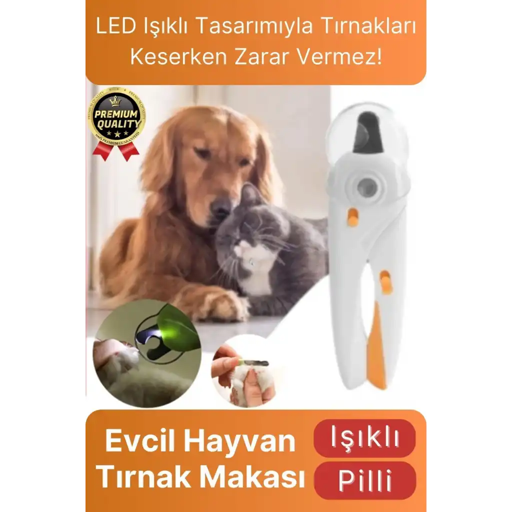 Çok Amaçlı Sıçrama Koruyucu Pilli Kedi Köpek Kuş Evcil Hayvan Ledli Işıklı Törpülü Tırnak Makası