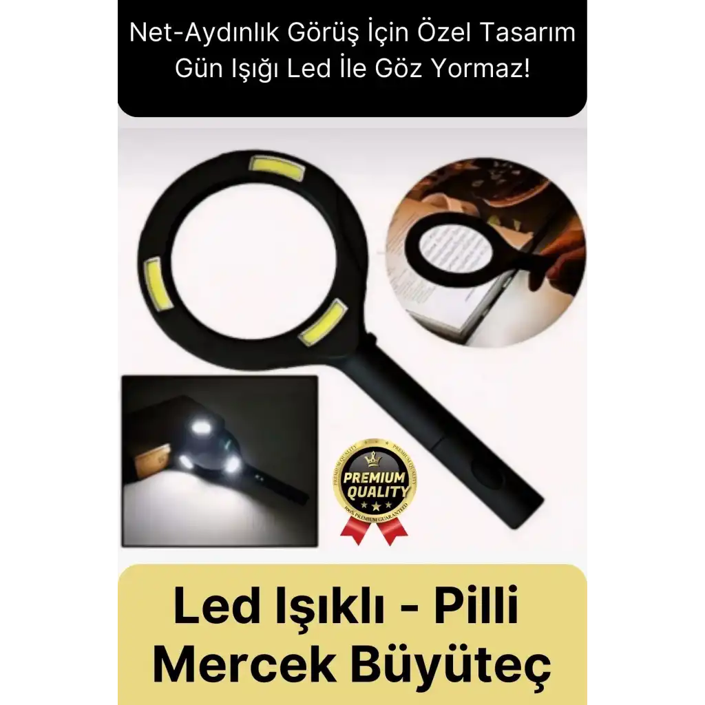 Özel Üretim Konforlu Plastik Pilli Gün Işığı Smd Led Işıklı El Büyüteç Okuma Yazma Mercek 24 cm