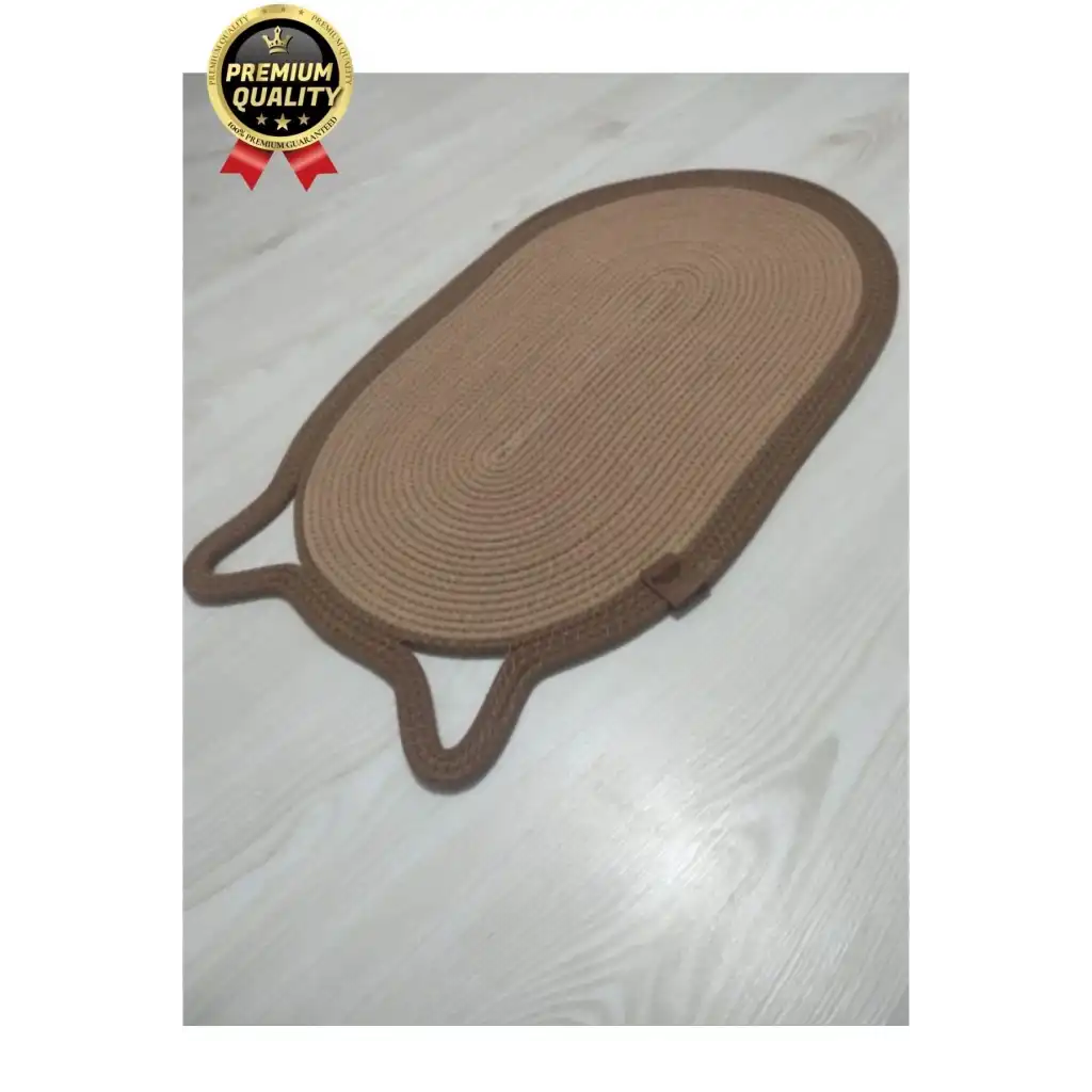 Dekoratif Dayanıklı Zemin Dostu %100 Doğal Jüt İp Kedi Şekilli Duvar Tipi Tırmalama Paspası 40x70cm