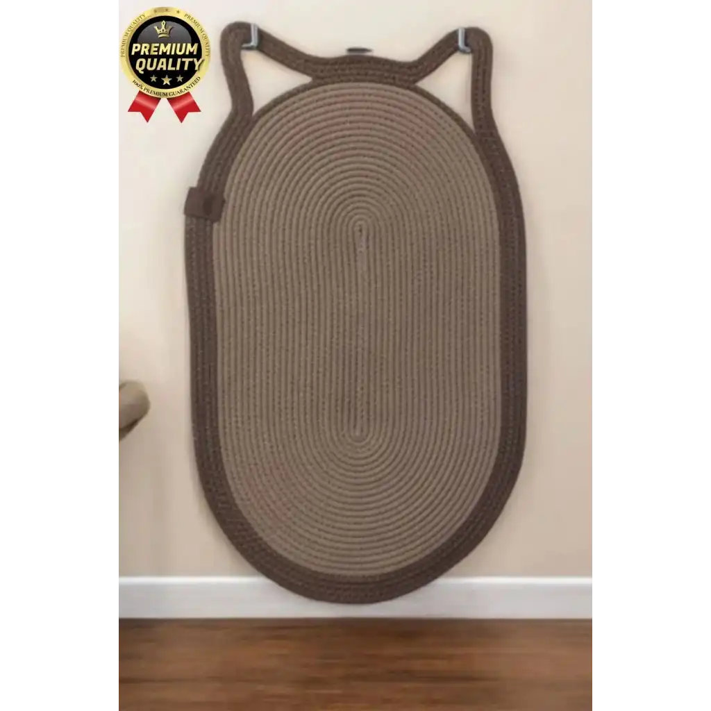 Dekoratif Dayanıklı Zemin Dostu %100 Doğal Jüt İp Kedi Şekilli Duvar Tipi Tırmalama Paspası 40x70cm