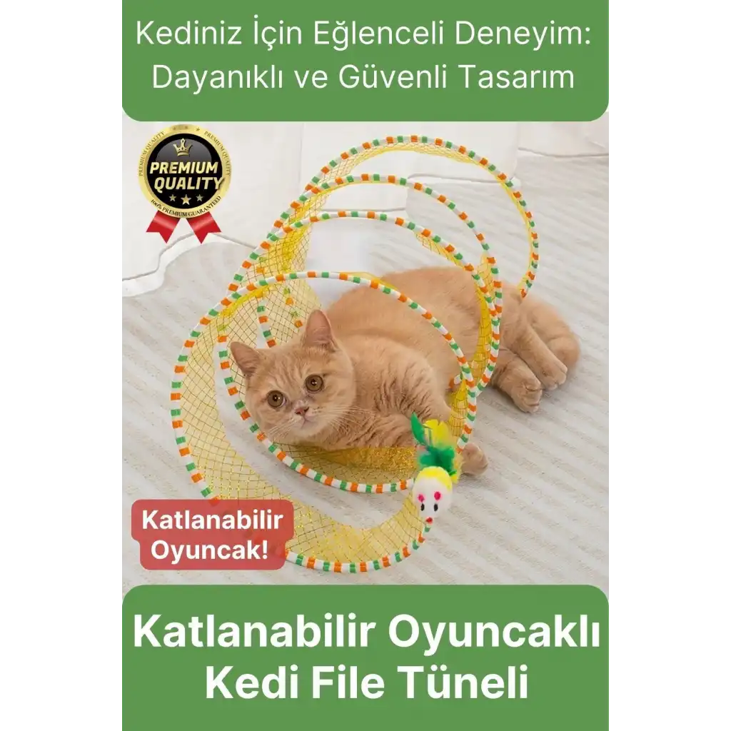 Özel Tasarım Yer Kaplamaz Taşınabilir Hafif Eğlendiren Komik Oyuncaklı Katlanabilir Kedi File Tüneli