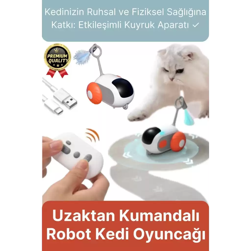 Yeni Nesil Şarjlı Renkli Kuyruk Aparatlı Eğlenceli Akıllı Uzaktan Kumandalı Robot Kedi Oyuncağı