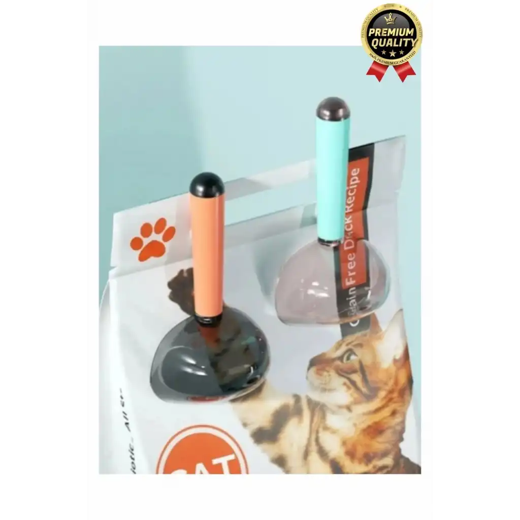 Çok Amaçlı Klipsli Ölçekli Şeffaf Başlıklı 180ml Kapasiteli Kedi Köpek Mama Ölçüm Kaşığı Küreği