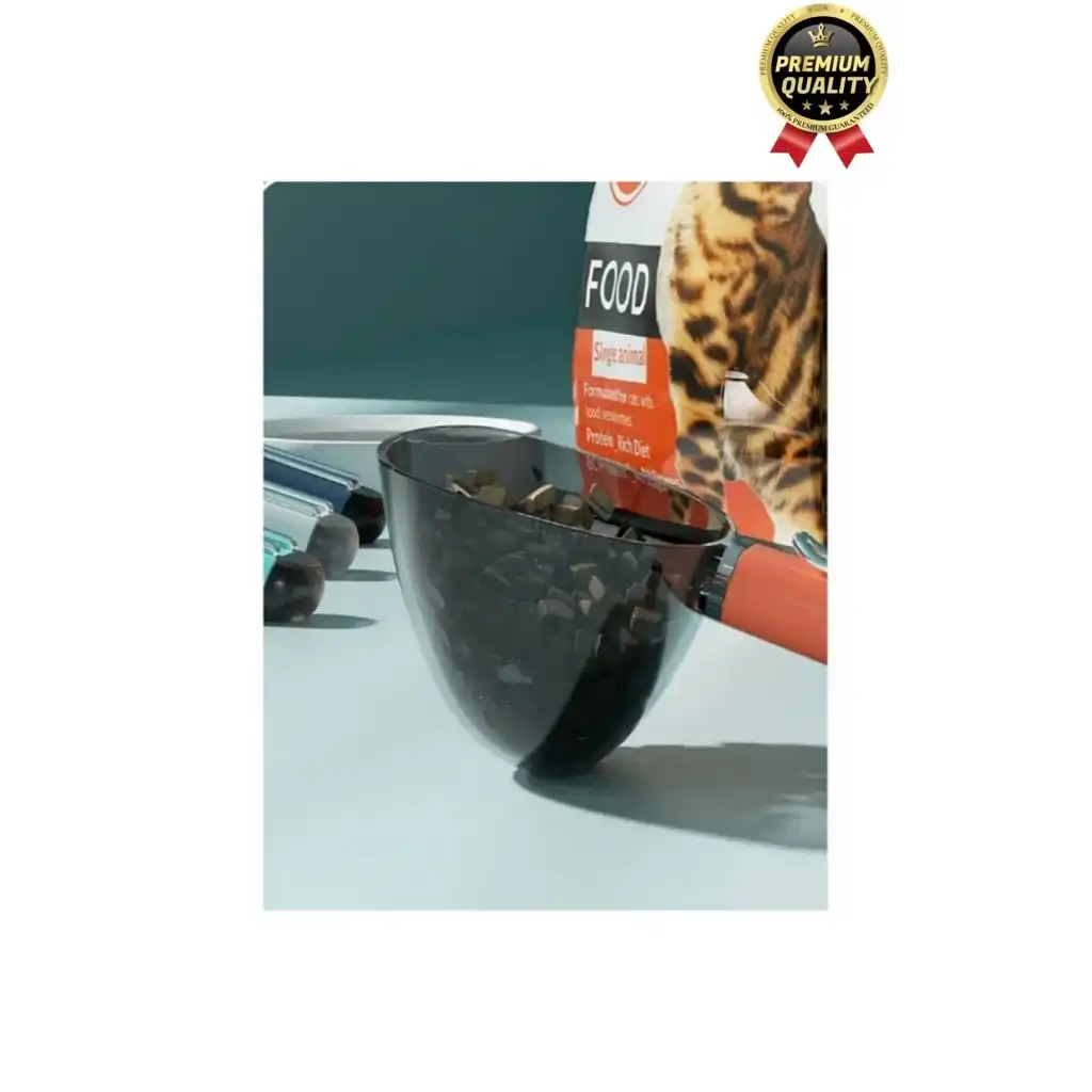 Çok Amaçlı Klipsli Ölçekli Şeffaf Başlıklı 180ml Kapasiteli Kedi Köpek Mama Ölçüm Kaşığı Küreği