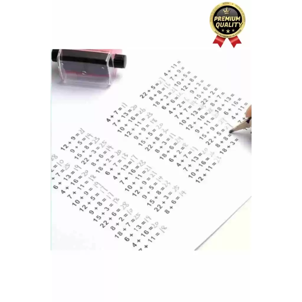 Özel Üretim Hızlı Pratik Mürekkepli Çocuk Okul Toplama İşlemleri Alıştırma Test Matematik Kaşesi
