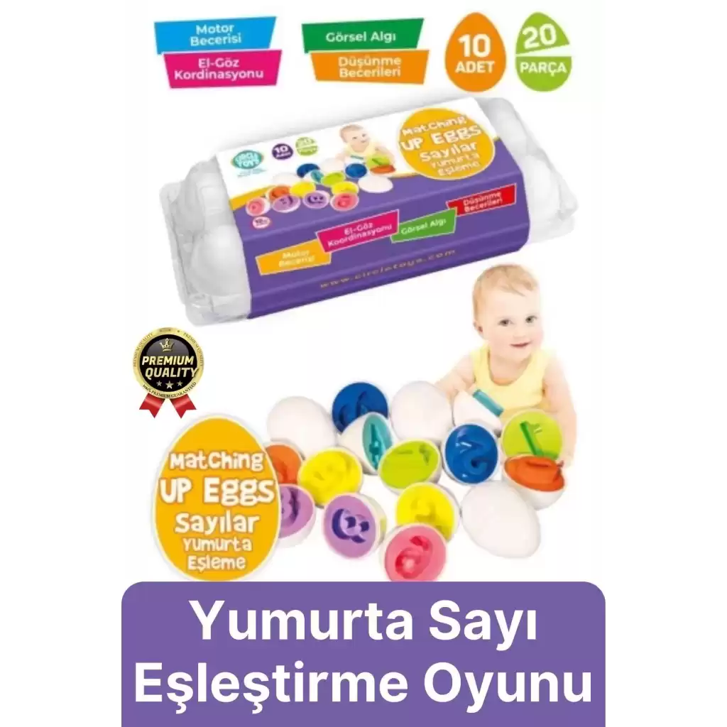 Yeni Nesil Eğitici Öğretici El Göz Kordinasyonu Çocuk Bebek Yumurta Sayı Eşleştirme Oyunu 10lu