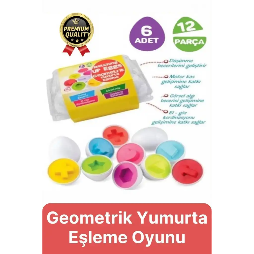 Yeni Nesil Eğitici Öğretici El Göz Kordinasyonu Çocuk Bebek Geometrik Yumurta Eşleme Oyunu 6lı