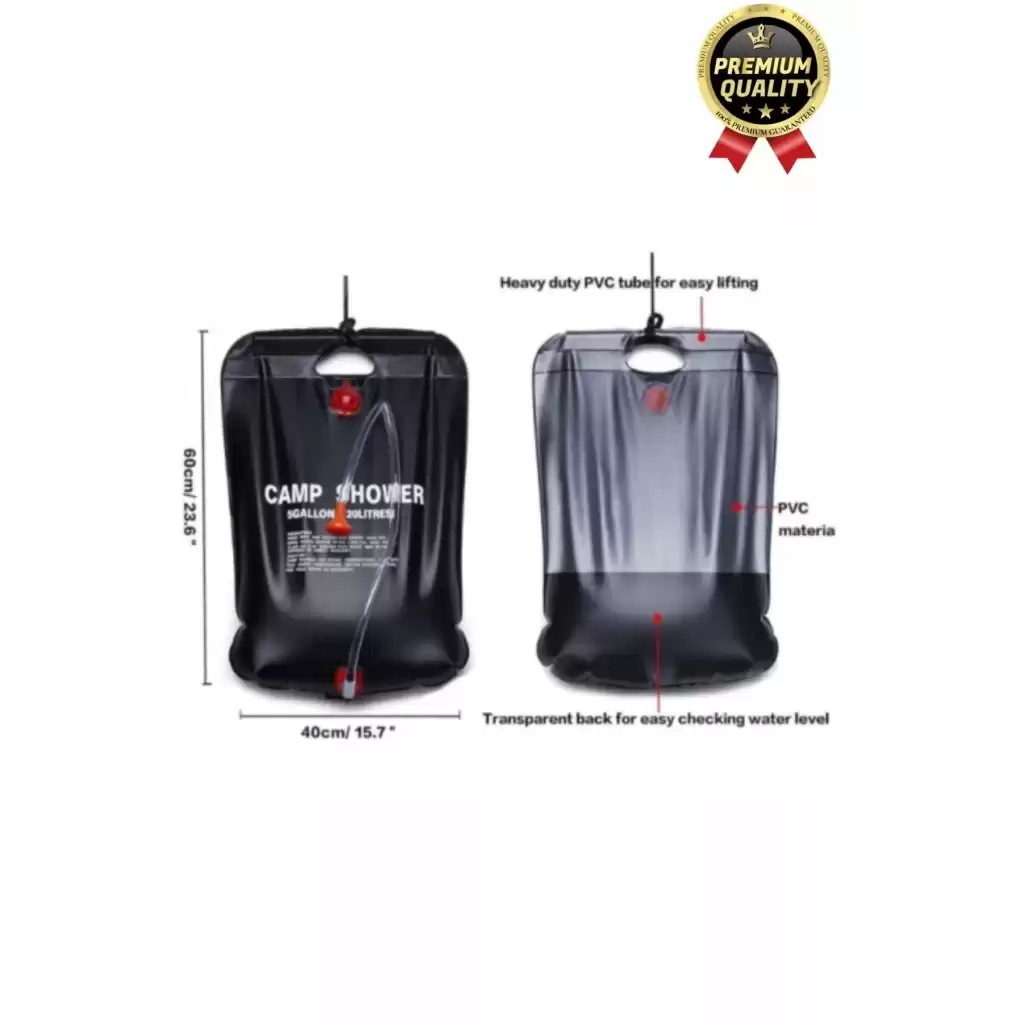Çok Fonksiyonlu Dayanıklı Yüksek Kaliteli Pvc Malzeme Solar Isıtıcılı Kamp Duş Torbası 20 Litre