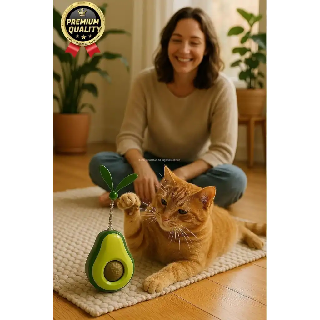 Yeni Nesil Eğlenceli Döner Mekanizmalı Avokado Şeklinde Kedi Naneli ve Mama Hazneli Kedi Oyuncağı