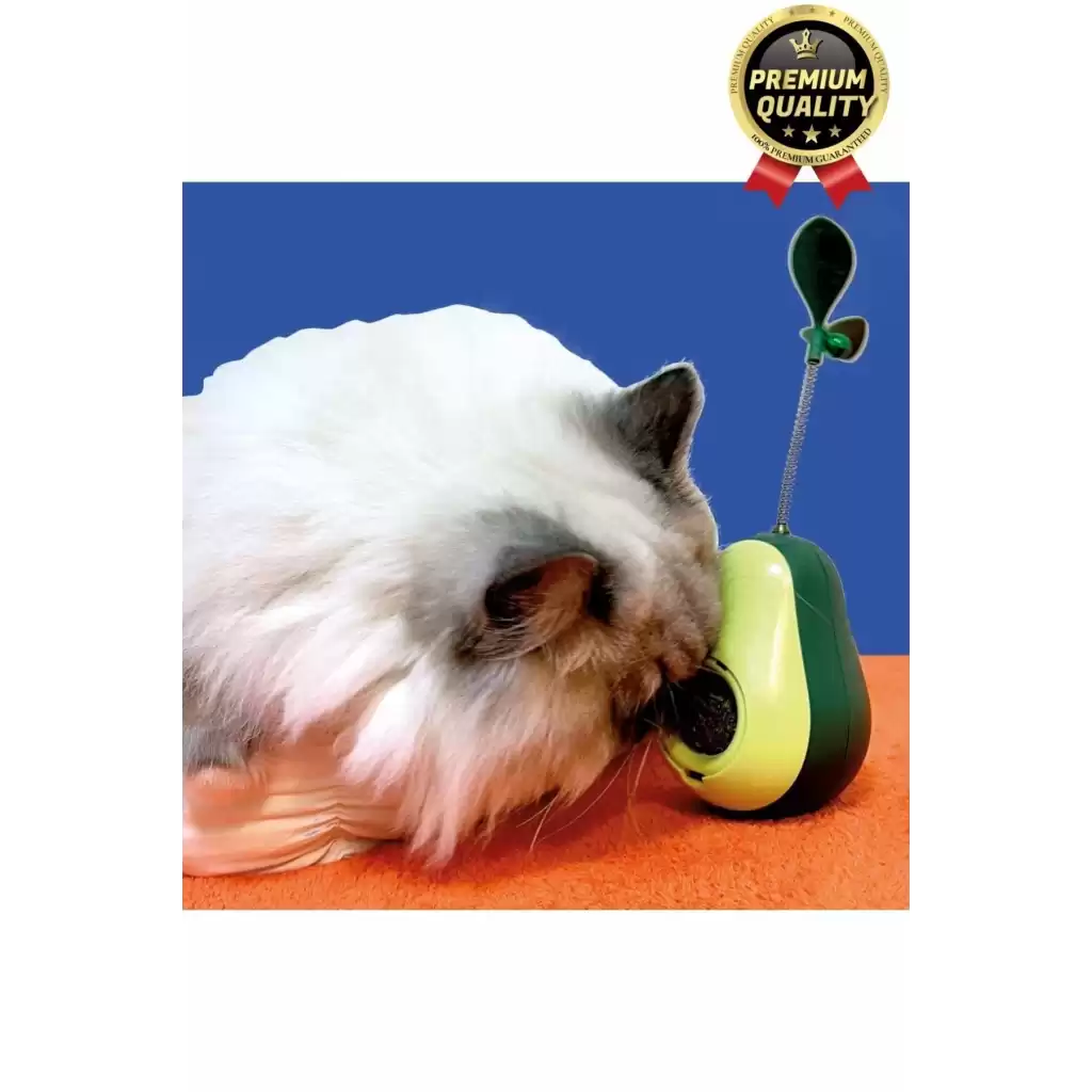 Yeni Nesil Eğlenceli Döner Mekanizmalı Avokado Şeklinde Kedi Naneli ve Mama Hazneli Kedi Oyuncağı