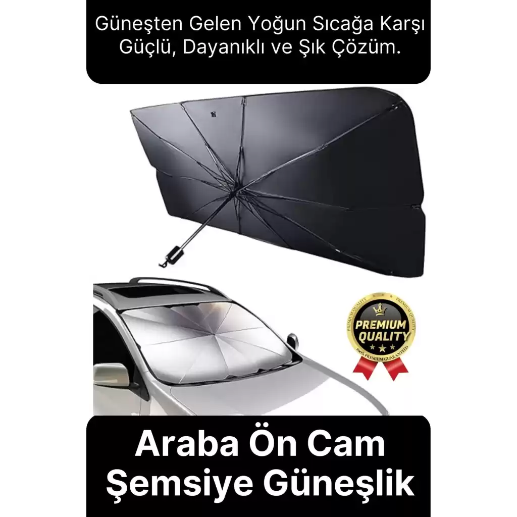 Özel Üretim Dayanıklı Titanyum Gümüş Kaplama UV Geçirmez Tüm Araçlar Araba Ön Cam Şemsiye Güneşlik
