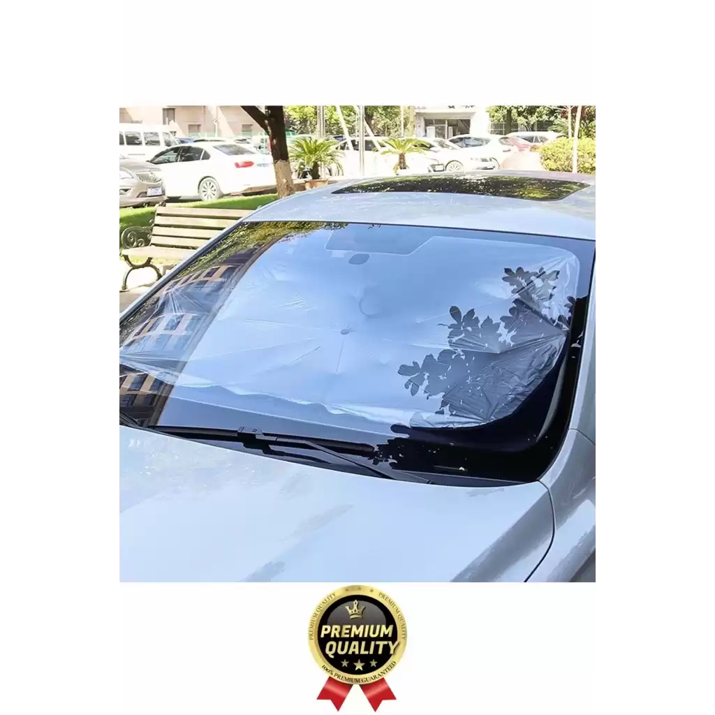 Özel Üretim Dayanıklı Titanyum Gümüş Kaplama UV Geçirmez Tüm Araçlar Araba Ön Cam Şemsiye Güneşlik