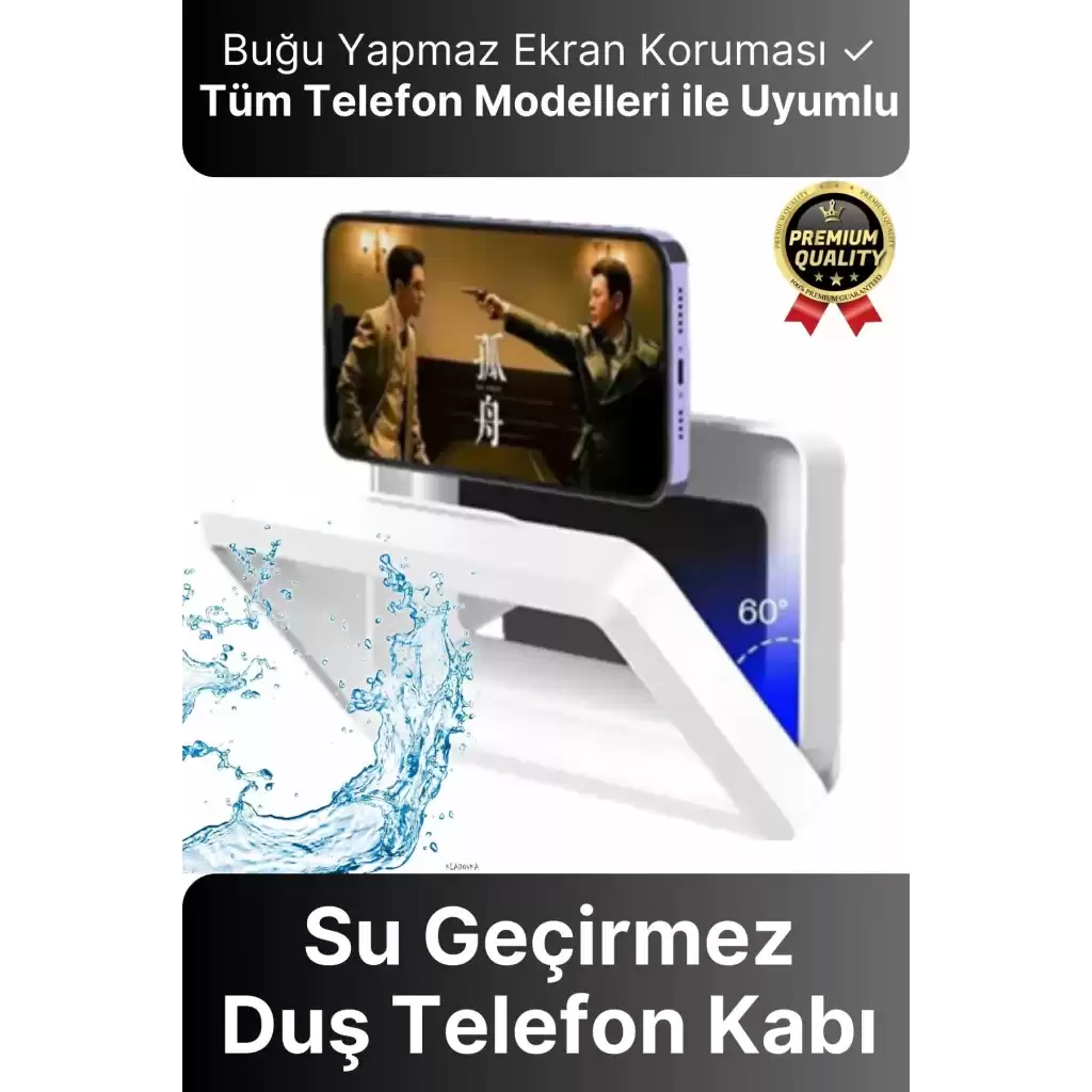 Çok Amaçlı Portatif Duvara Monte Sızdırmaz Buğu Yapmaz Su Geçirmez Hareketli Duş Telefon Kabı Tutucu
