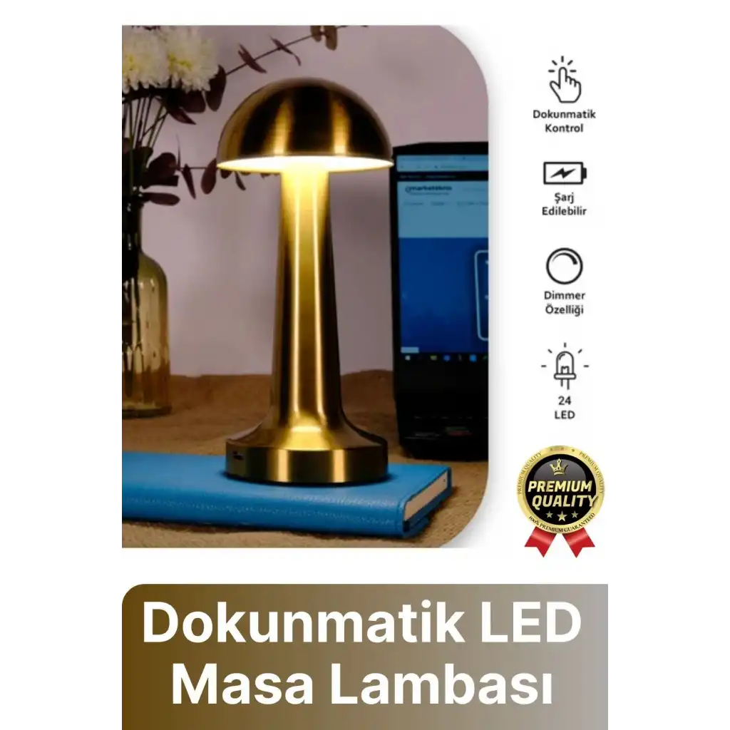 Özel Üretim Dokunmatik Şarjlı Dekoratif 3 Modlu 23 cm x 9 cm Modern Aç/Kapa Butonlu Led Masa Lambası