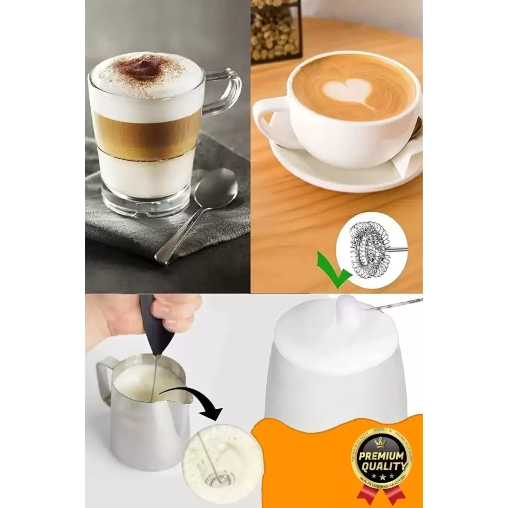 Premium Çelik Uçlu Pilli Mini Kahve Sos Krema Mama Yumurta Çırpıcı Karıştırıcı Süt Köpürtücü Mikser