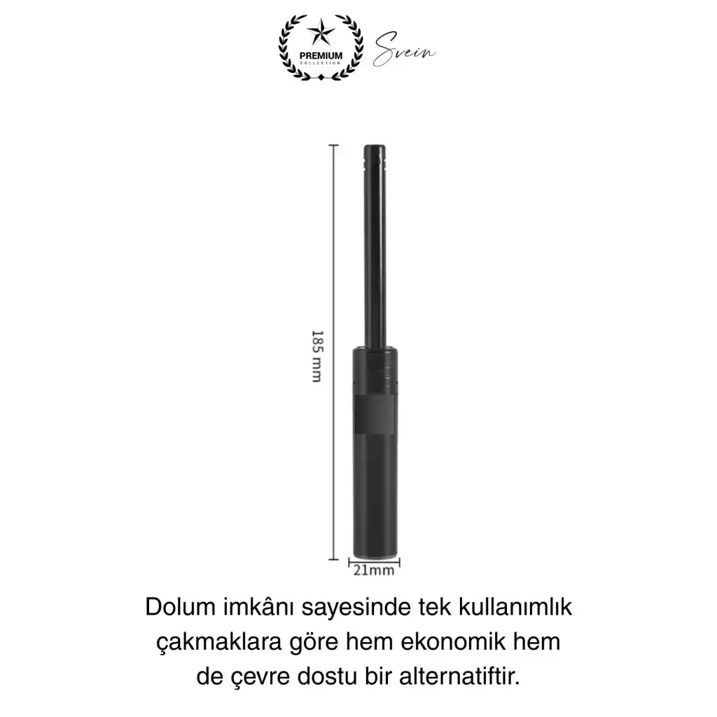 Premium 18 cm Basmalı Uzun Mutfak Çakmağı ve Yedek Gazlı 250 ml Mum Mangal Kamp İçin Normal Alev