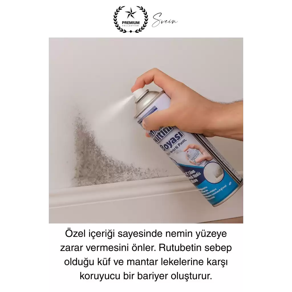 Premium Anti Küf Yalıtım Boyası Sprey Beyaz Rutubet Oluşumunu Engeller Duvar Derleme Önleyici 500 ml