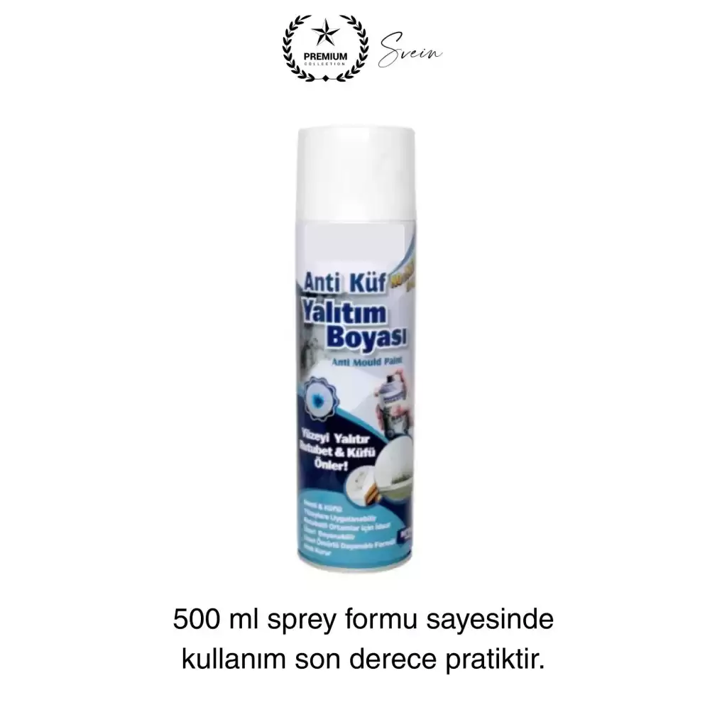 Premium Anti Küf Yalıtım Boyası Sprey Beyaz Rutubet Oluşumunu Engeller Duvar Derleme Önleyici 500 ml