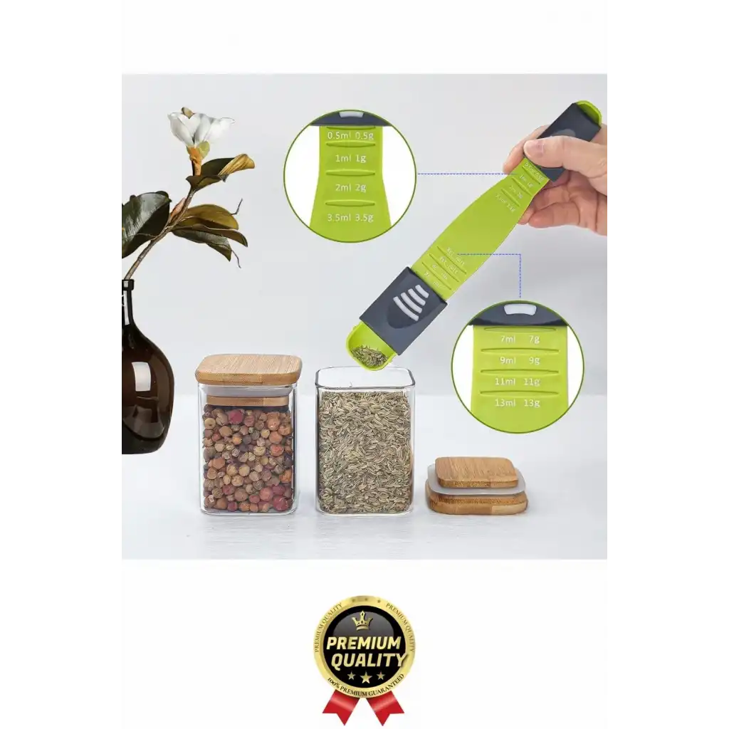 Premium Seri Gıda Sıvı Katı Şeker Tuz Kahve Baharat Ayarlanabilir Çift Taraflı Hassas Ölçüm Kaşığı
