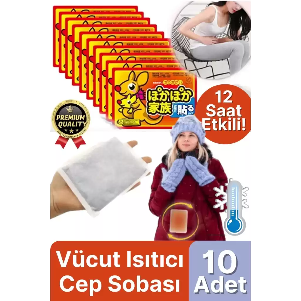 Vücut El Bel Ayak Karın Ağrısı Azaltıcı Yapışkanlı 12 Saat Sıcak Jel Cep Sobası Isınmatik 10 Adet