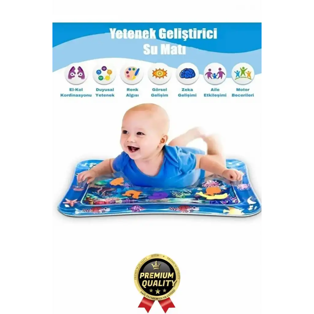 Premium Bebek Oyuncağı Eğlenceli Karın Üstü Aktivite Egzersiz BPA İçermez Emekleme Su Oyun Matı