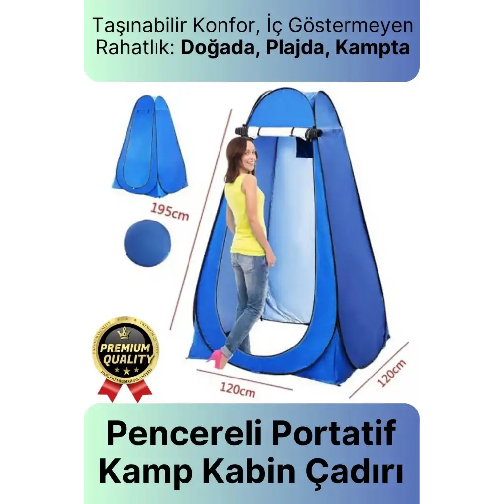Otomatik Pencereli Fermuarlı Giyinme Prova Duş Wc Tuvalet İç Göstermeyen Portatif Kamp Kabin Çadırı