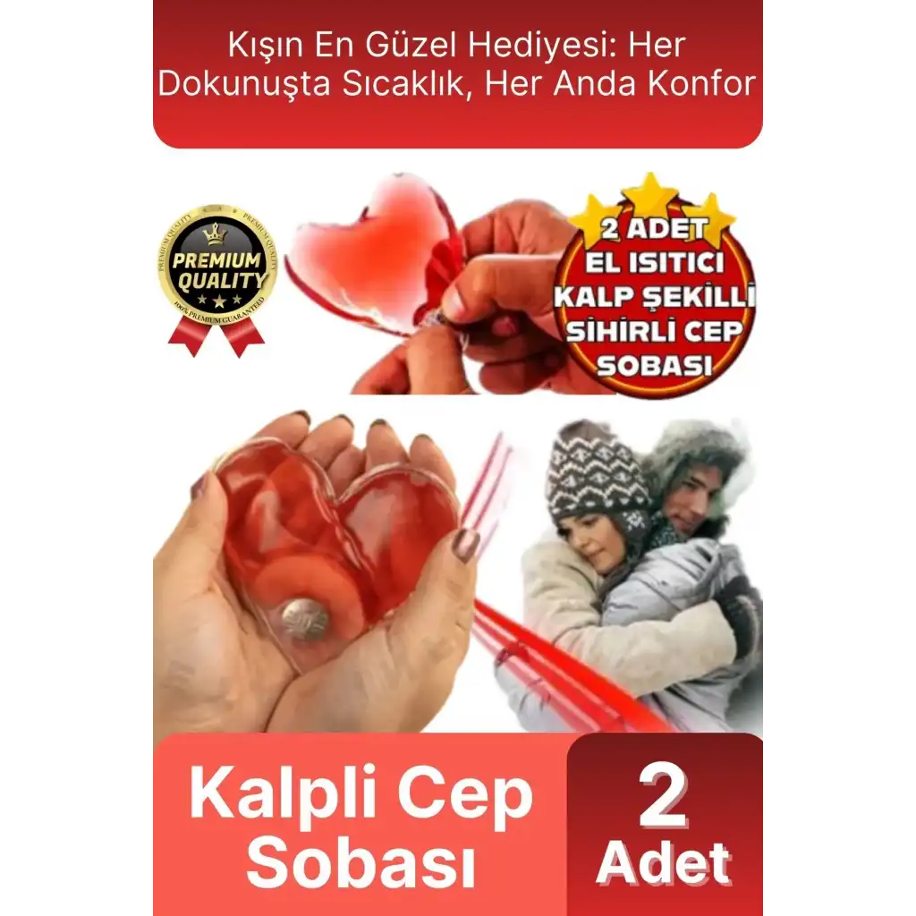 Premium Sihirli Jel Isıtıcı Tekrar Kullanılır Isınmatik Sıcak Su Torbası Kalpli Cep Sobası 2li Set