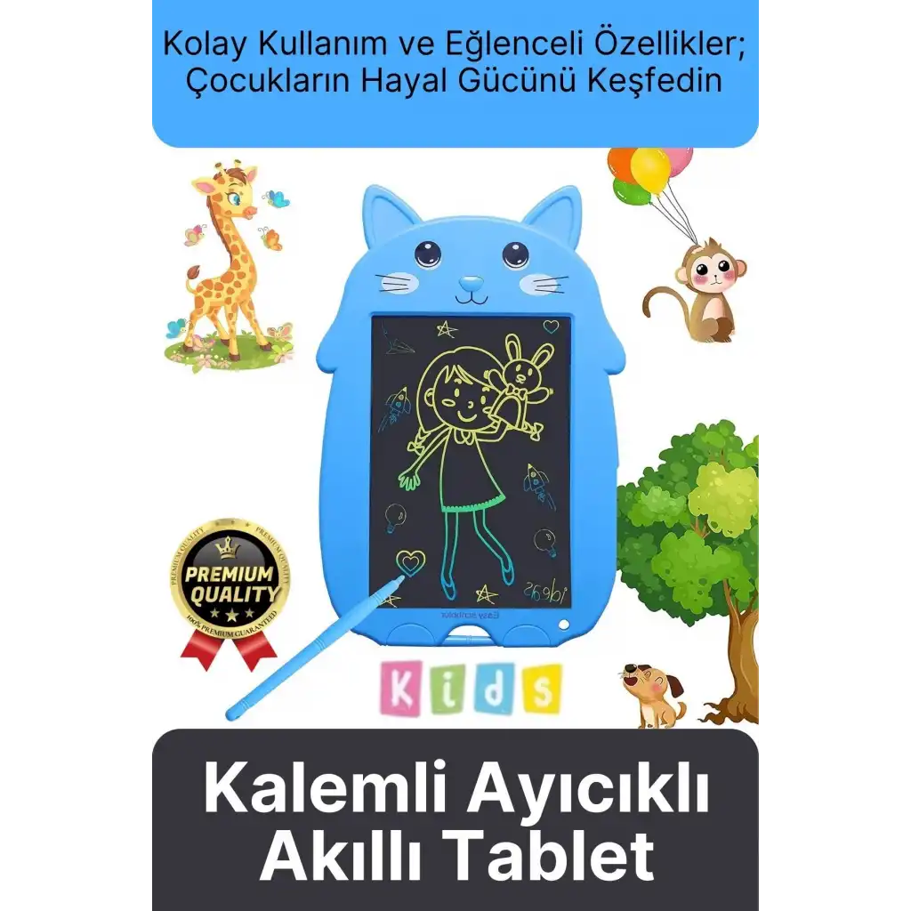 Kolay Kullanım Dayanıklı Lcd Ekran Kalemli Dijital Akıllı Ayıcıklı Yazı Boyama Çizim Tableti 8,5 Inç
