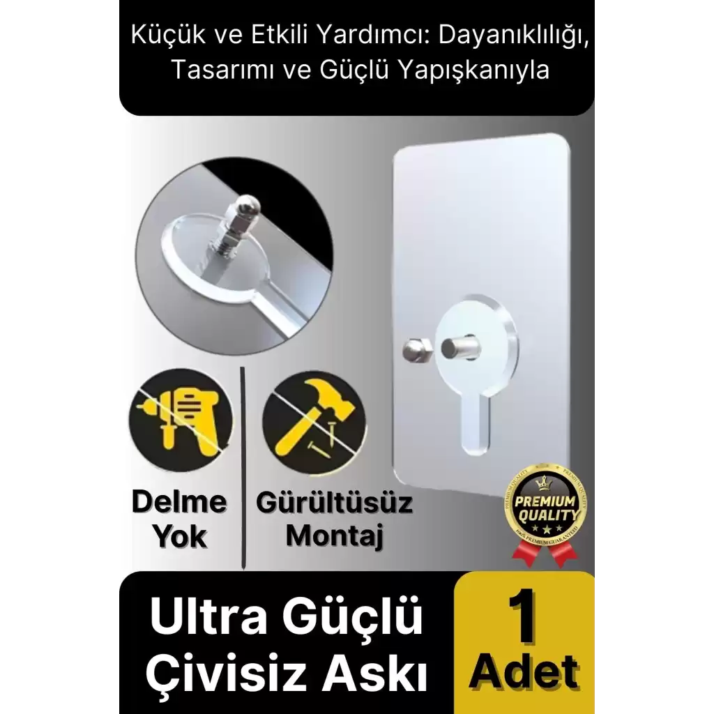 Süper Sağlam İz bırakmaz Çerçeve Tablo Banyo Mutfak Ultra Güçlü Yapışkanlı Çivisiz Askı 1 Adet