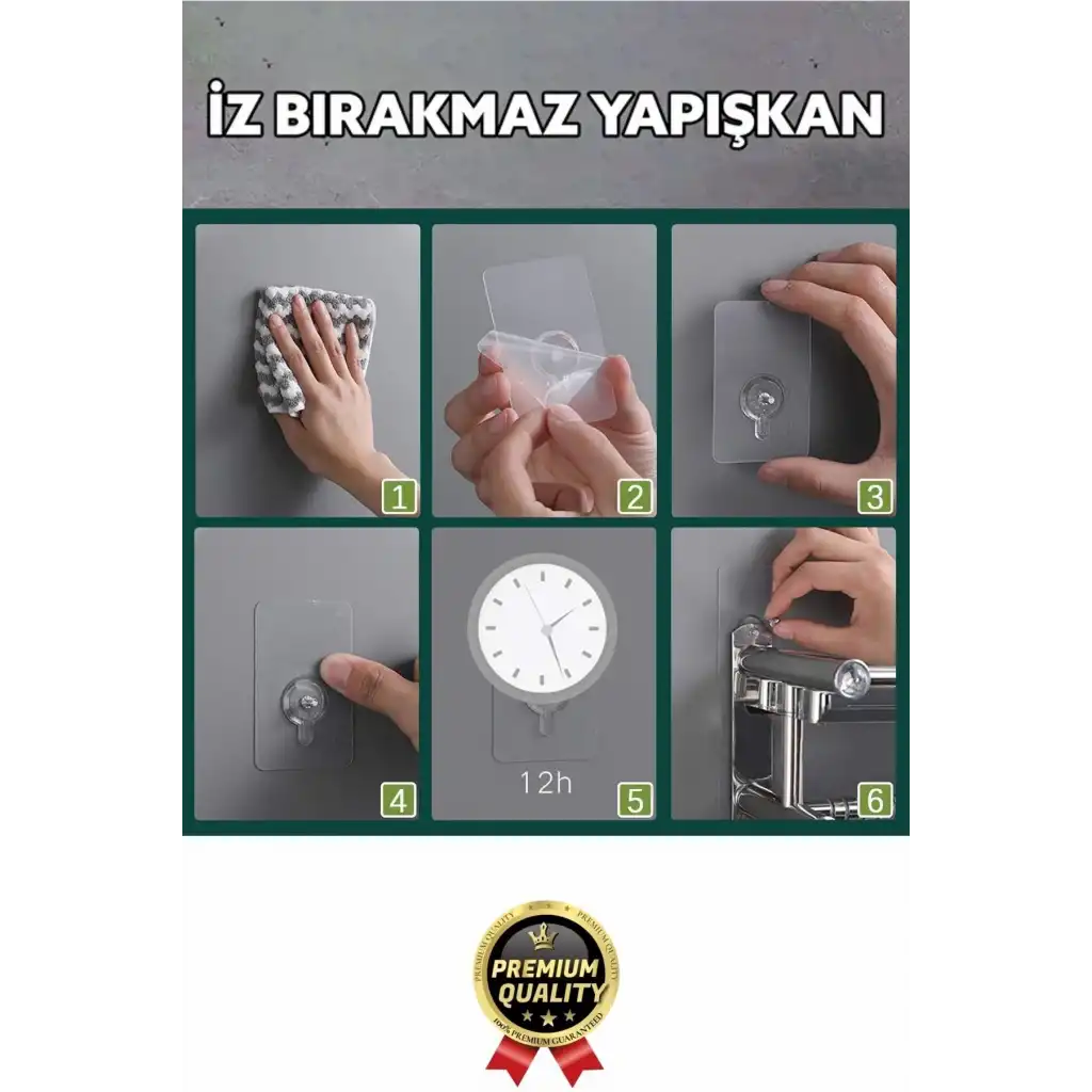Süper Sağlam İz bırakmaz Çerçeve Tablo Banyo Mutfak Ultra Güçlü Yapışkanlı Çivisiz Askı 2 Adet