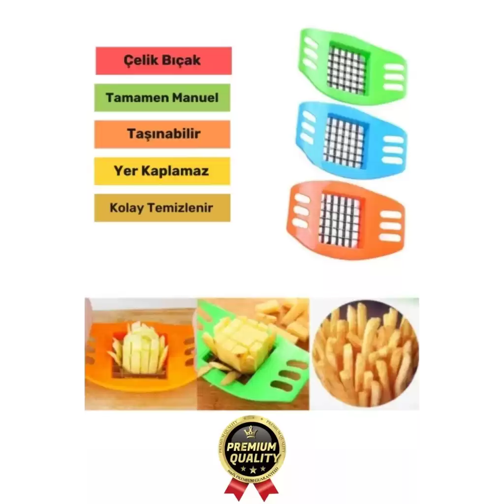 Yepyeni Pratik Paslanmaz Çelik Kızartma Kesici Sebze Soğan Kesme Doğrama Patates Dilimleme Aleti