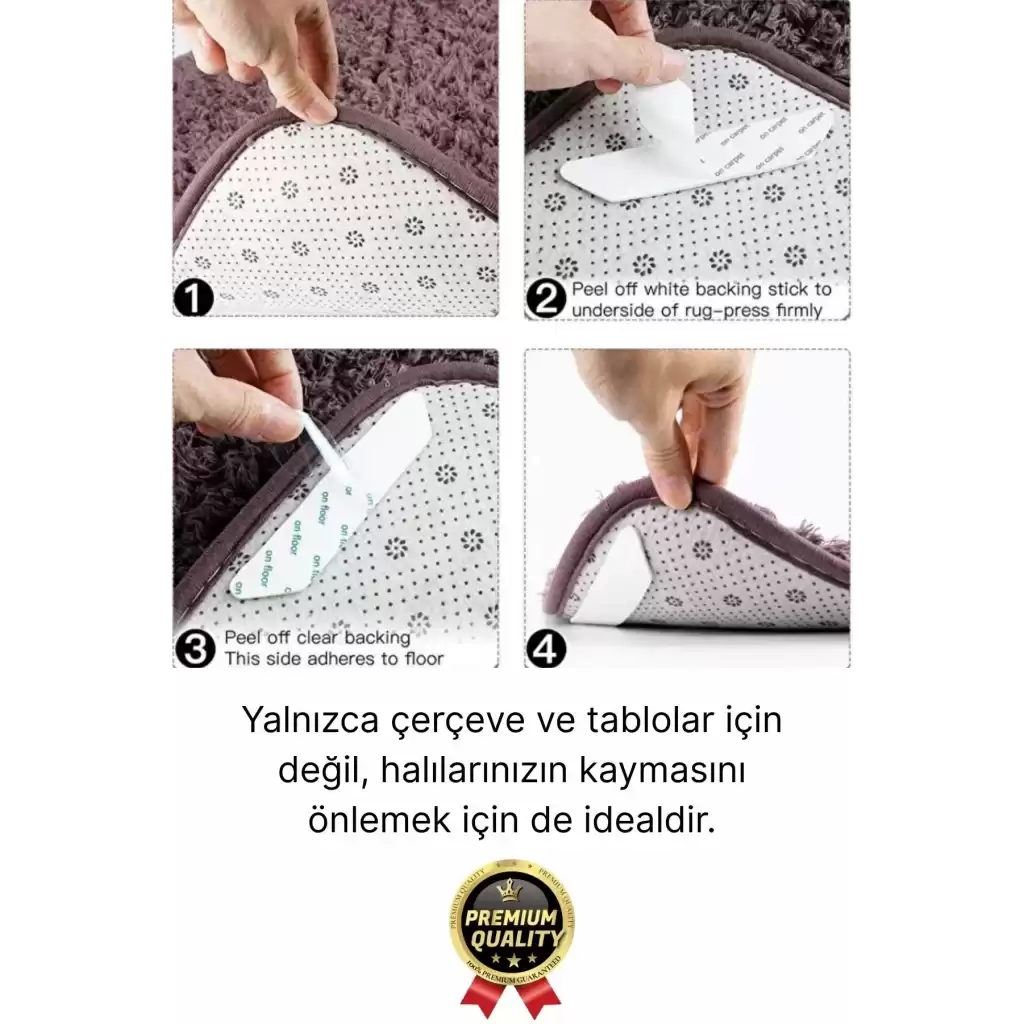 Ultra Güçlü İz Bırakmaz Çivisiz Tablo Çerçeve Asma Kendinden Yapışkanlı Siyah Cırt Bant 4lü Set
