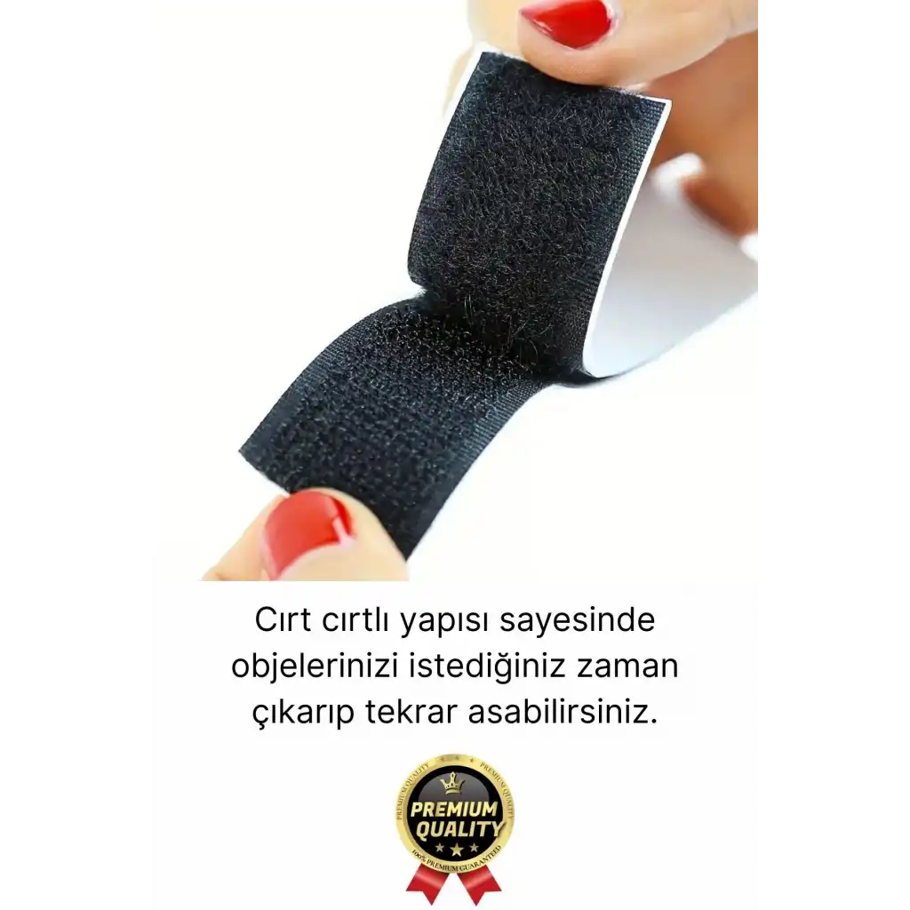 Ultra Güçlü İz Bırakmaz Çivisiz Tablo Çerçeve Asma Kendinden Yapışkanlı Siyah Cırt Bant 4lü Set