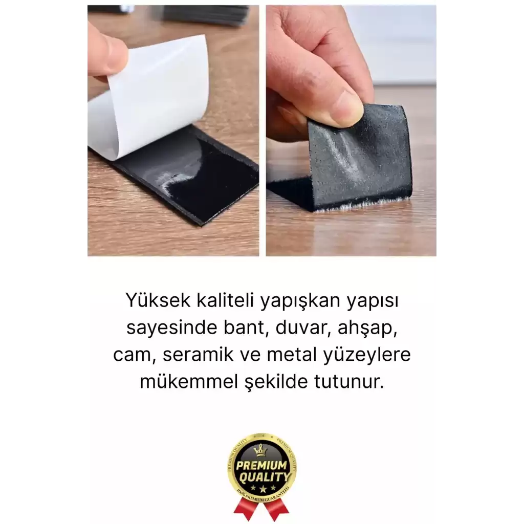 Ultra Güçlü İz Bırakmaz Çivisiz Tablo Çerçeve Asma Kendinden Yapışkanlı Siyah Cırt Bant 24lü Set