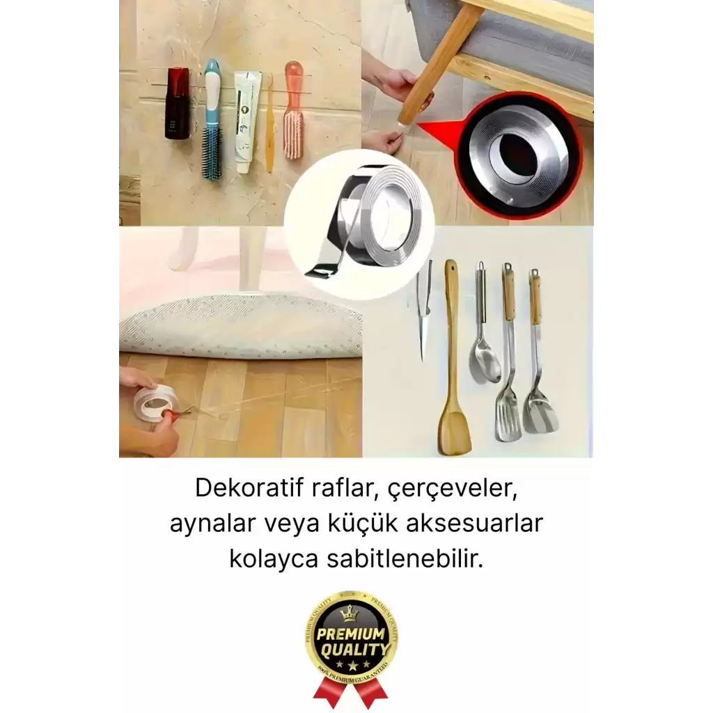 2 Adet Çok Amaçlı Çift Taraflı İz Bırakmaz Tamir Montaj Bandı Şeffaf Güçlü Silikon Bant 18 mm X 2 mt