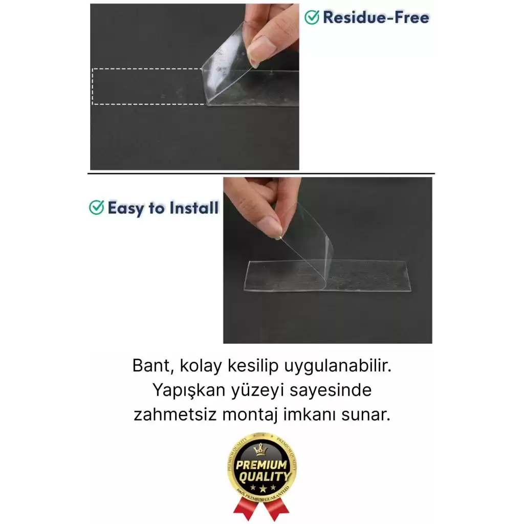 2 Adet Çok Amaçlı Çift Taraflı İz Bırakmaz Tamir Montaj Bandı Şeffaf Güçlü Silikon Bant 18 mm X 2 mt
