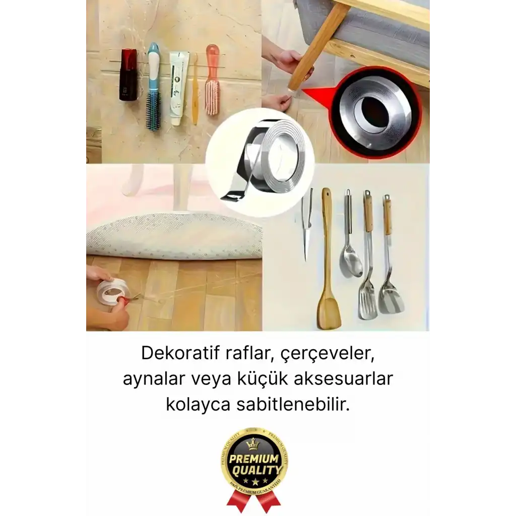 3 Adet Çok Amaçlı Çift Taraflı İz Bırakmaz Tamir Montaj Bandı Şeffaf Güçlü Silikon Bant 18 mm X 2 mt