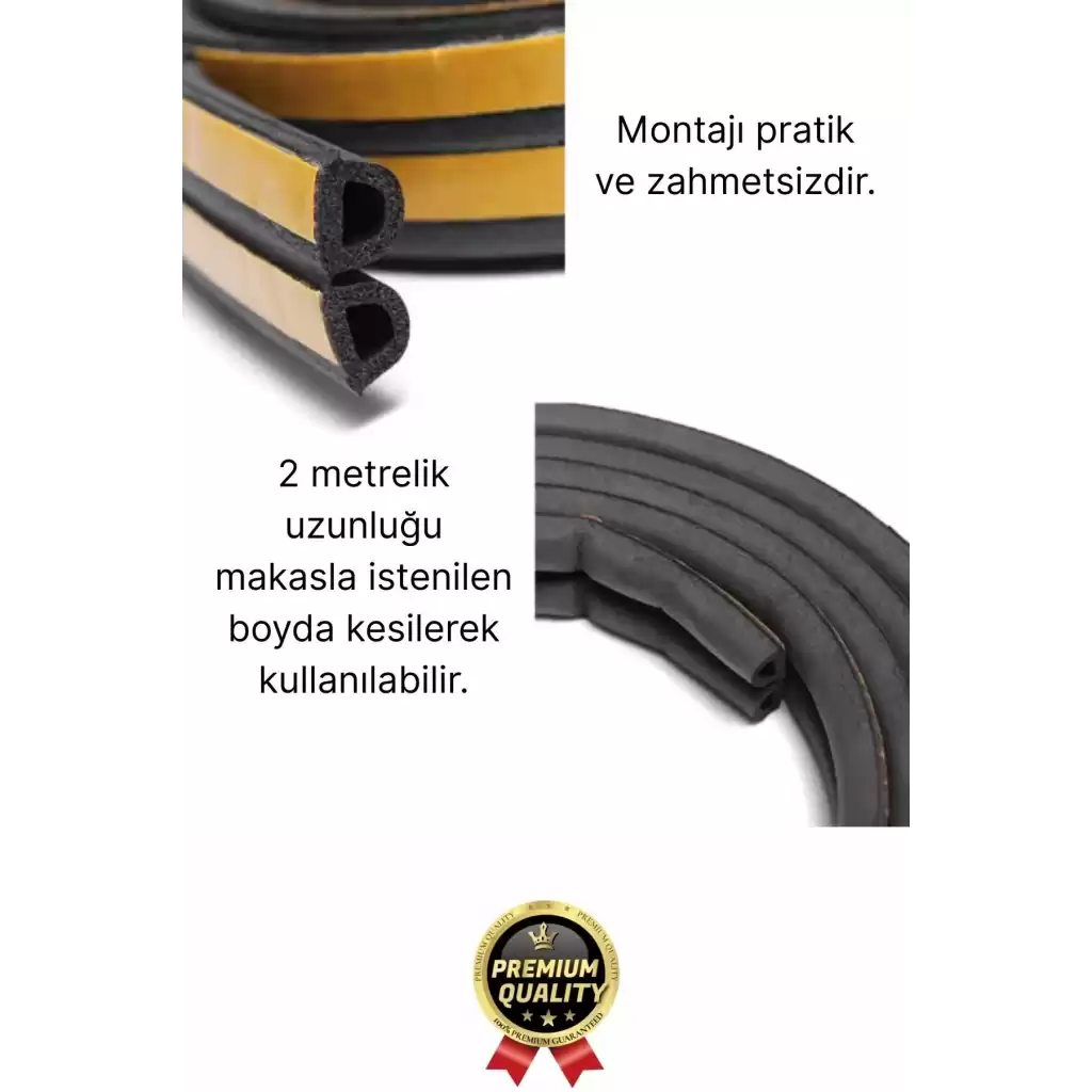 Güçlü Kendinden Yapışkanlı Kapı Pencere Soğuk Hava Geçirmez Yalıtım İzolasyon Siyah Fitil 2 Metre