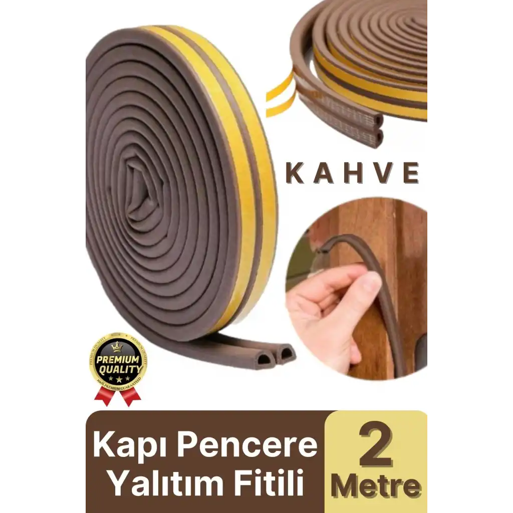 Güçlü Kendinden Yapışkanlı Kapı Pencere Soğuk Hava Geçirmez Yalıtım İzolasyon Kahve Fitil 2 Metre