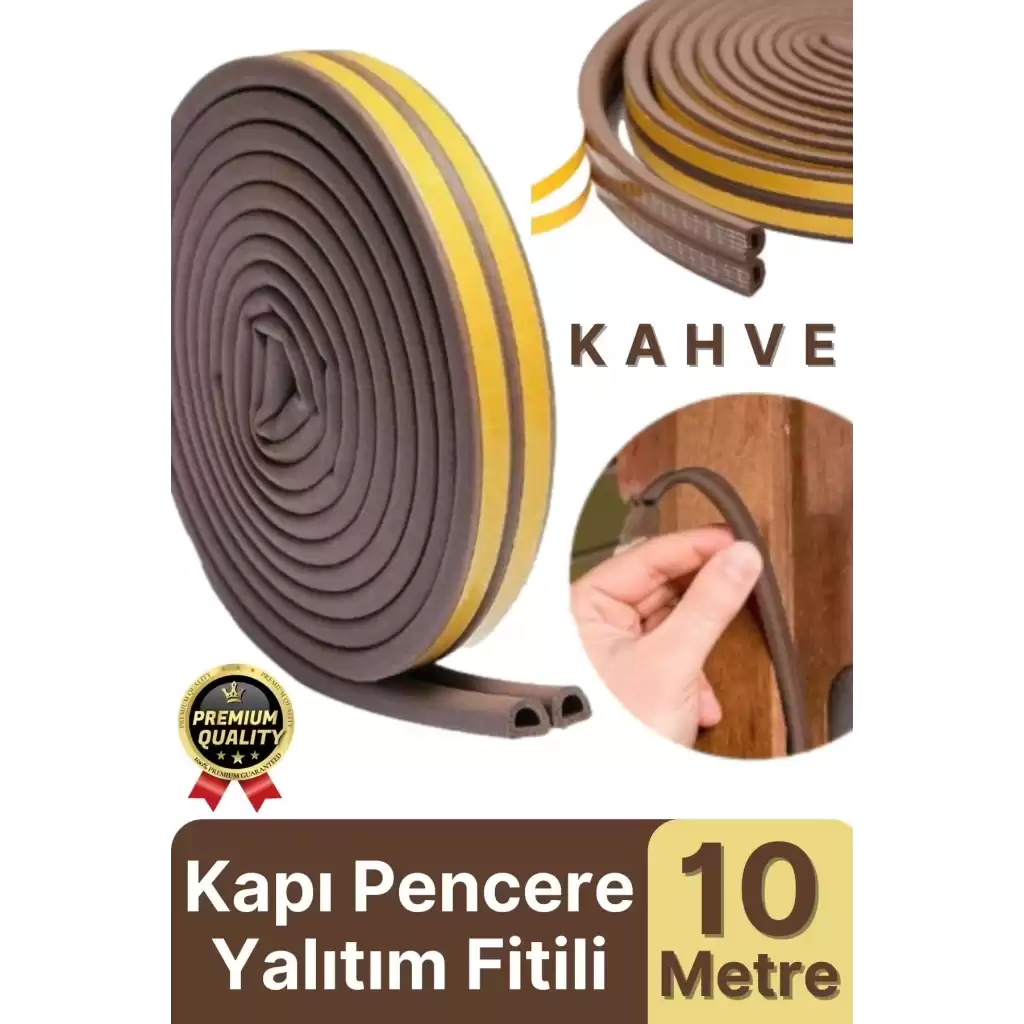 Güçlü Kendinden Yapışkanlı Kapı Pencere Soğuk Hava Geçirmez Yalıtım İzolasyon Kahve Fitil 10 Metre