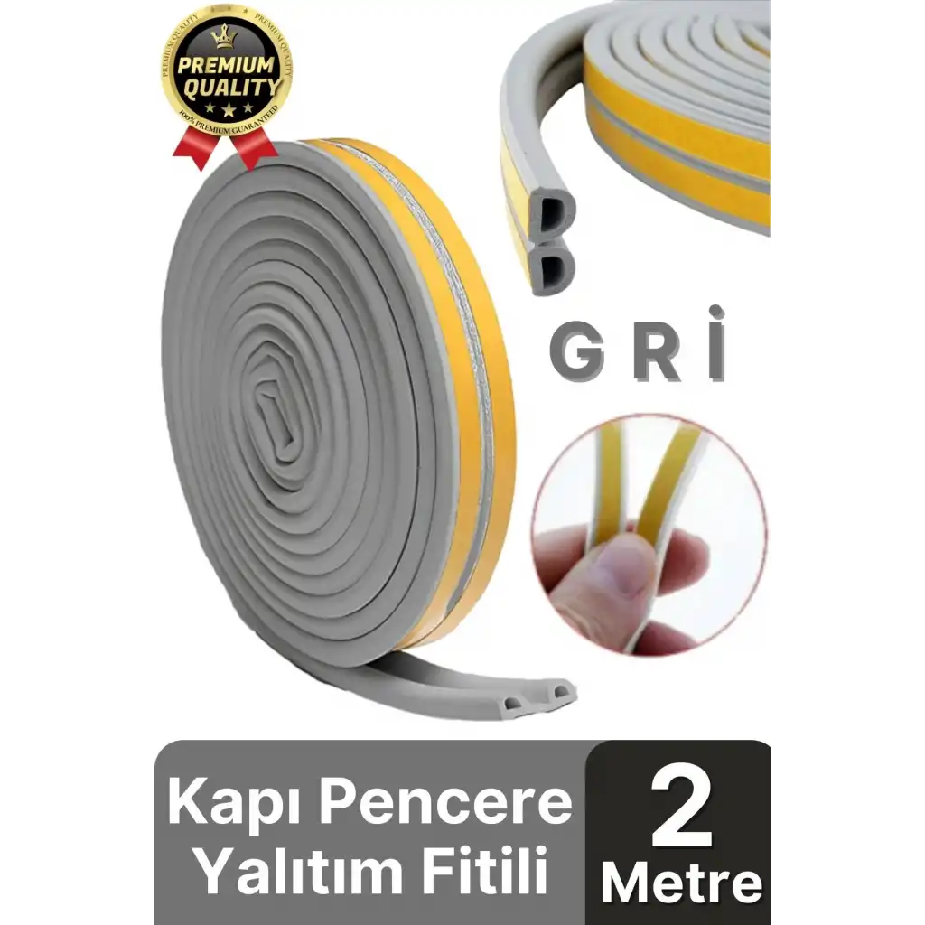 Güçlü Kendinden Yapışkanlı Kapı Pencere Soğuk Hava Geçirmez Yalıtım İzolasyon Gri Fitil 2 Metre