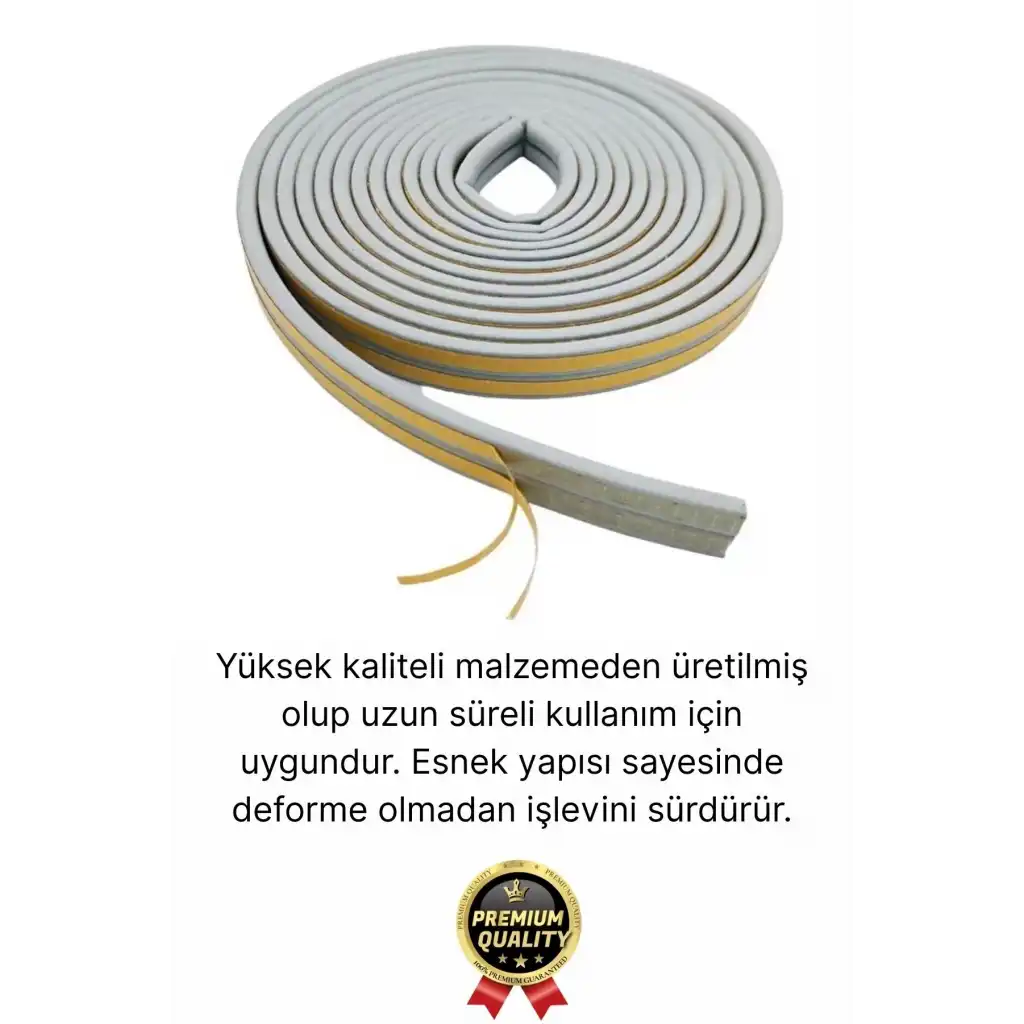 Güçlü Kendinden Yapışkanlı Kapı Pencere Soğuk Hava Geçirmez Yalıtım İzolasyon Gri Fitil 2 Metre