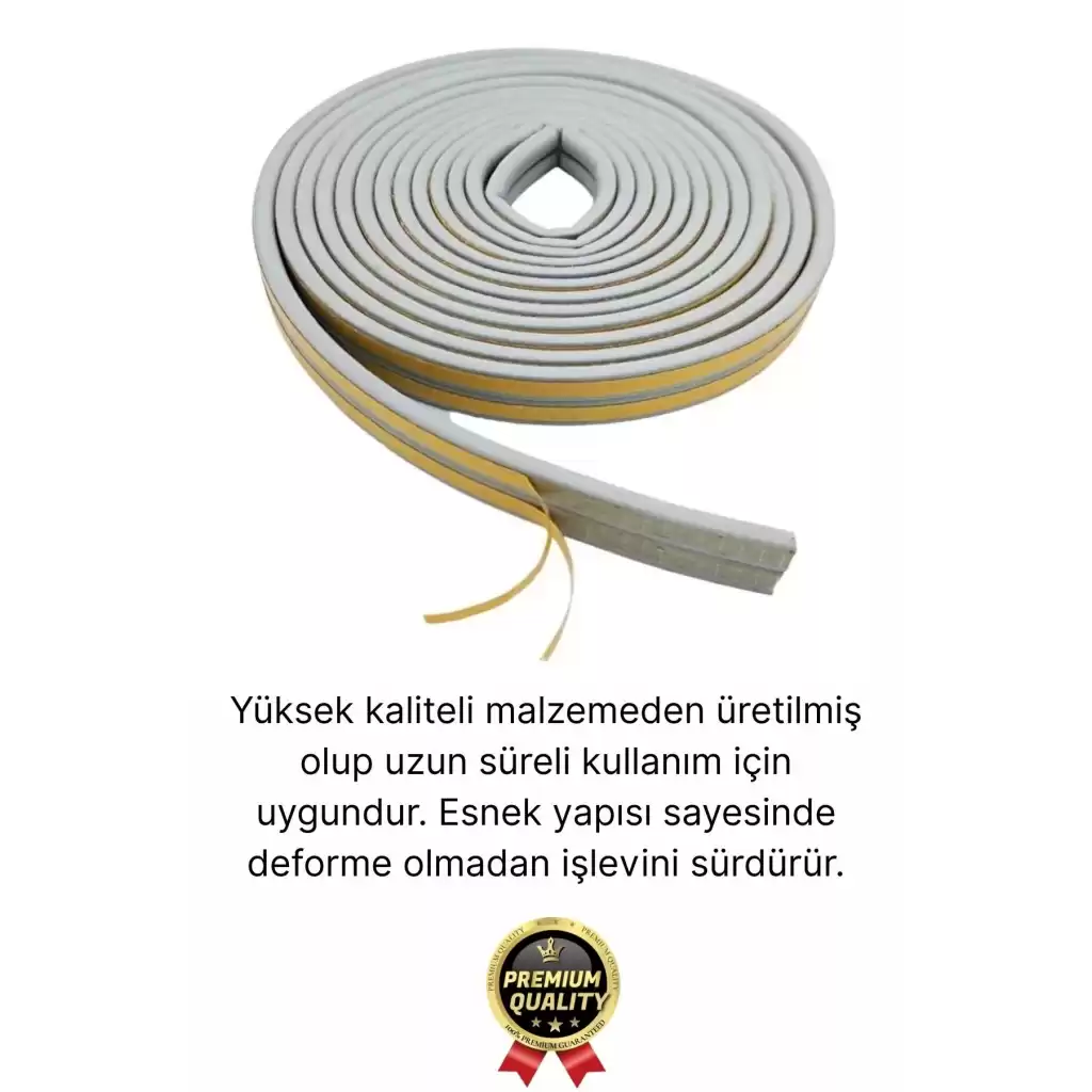 Güçlü Kendinden Yapışkanlı Kapı Pencere Soğuk Hava Geçirmez Yalıtım İzolasyon Gri Fitil 6 Metre