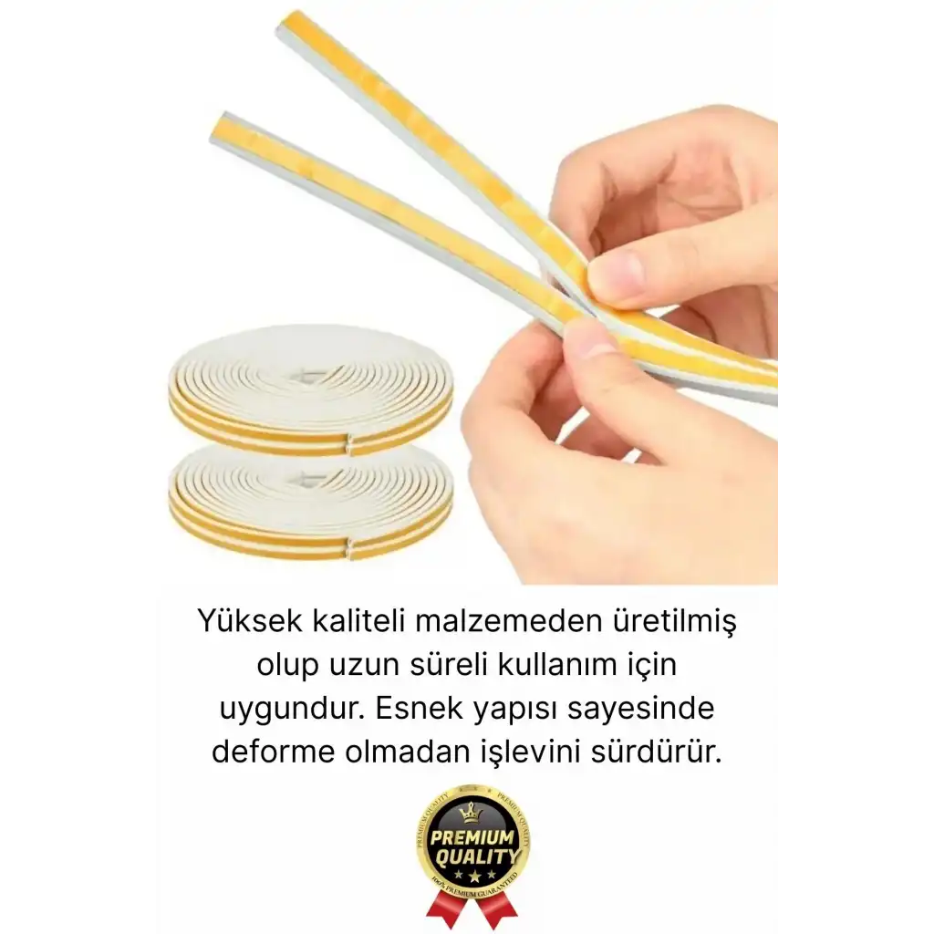 Güçlü Kendinden Yapışkanlı Kapı Pencere Soğuk Hava Geçirmez Yalıtım İzolasyon Beyaz Fitil 6 Metre