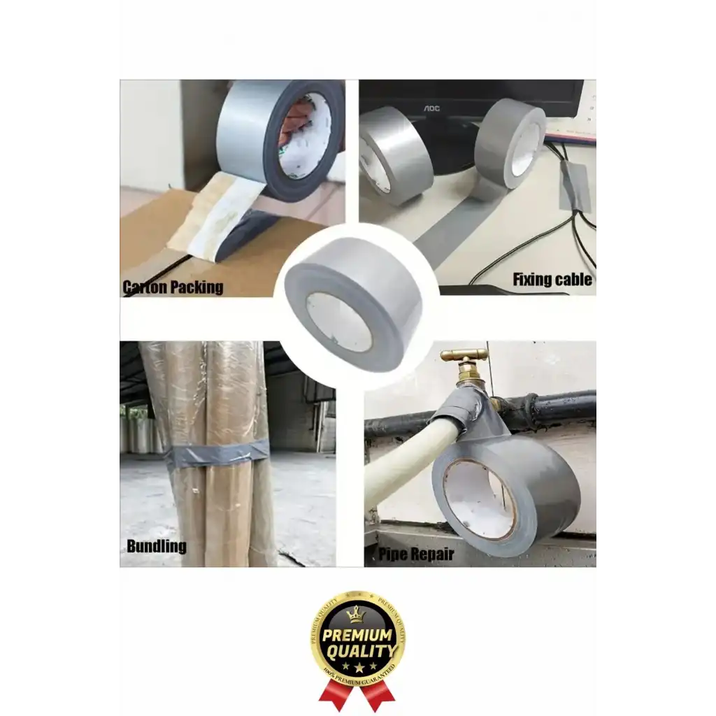2 Adet Ekstra Güçlü Dayanıklı Su Geçirmez Sızdırmaz Yalıtım İzolasyon Gri Tamir Bandı 10 Mt 48 Mm