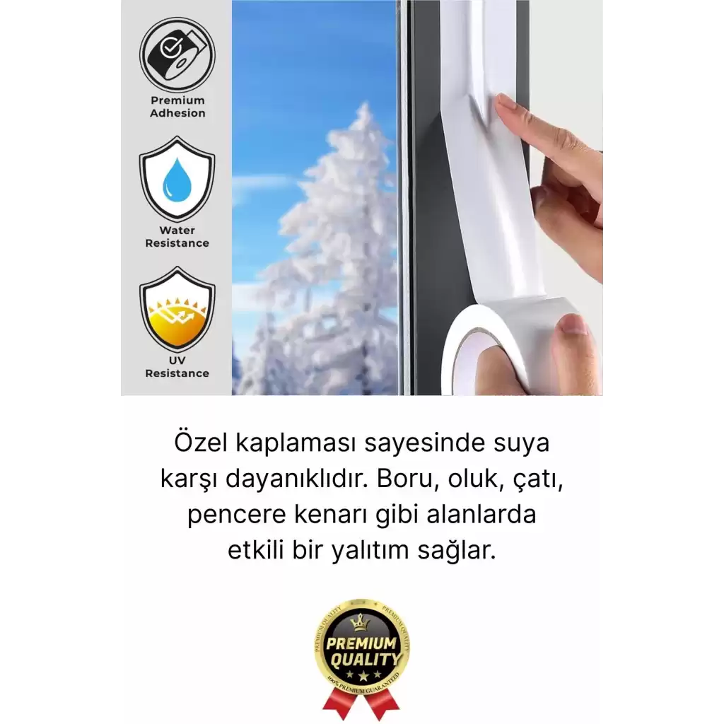 2 Adet Ekstra Güçlü Dayanıklı Su Geçirmez Sızdırmaz Yalıtım İzolasyon Beyaz Tamir Bandı 10 Mt 48 Mm