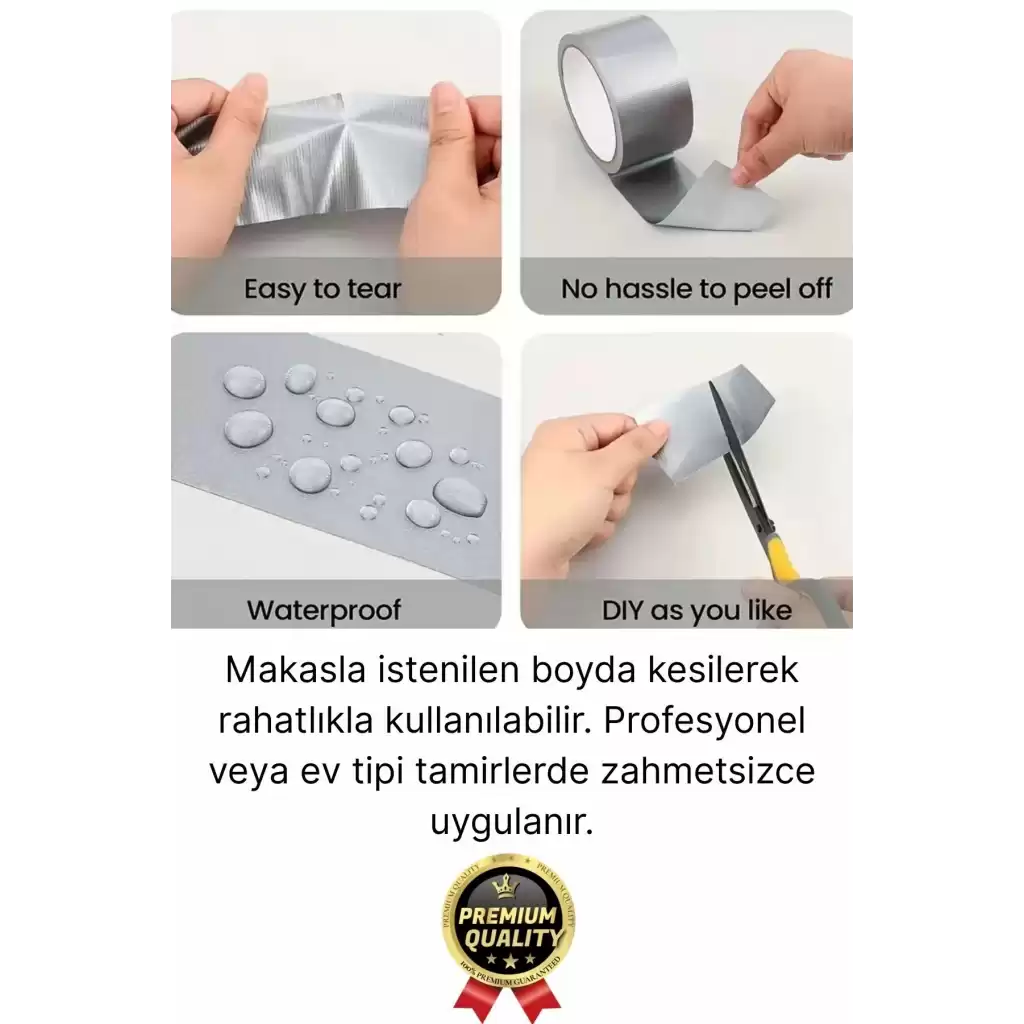 2 Adet Ekstra Güçlü Dayanıklı Su Geçirmez Sızdırmaz Yalıtım İzolasyon Beyaz Tamir Bandı 10 Mt 48 Mm